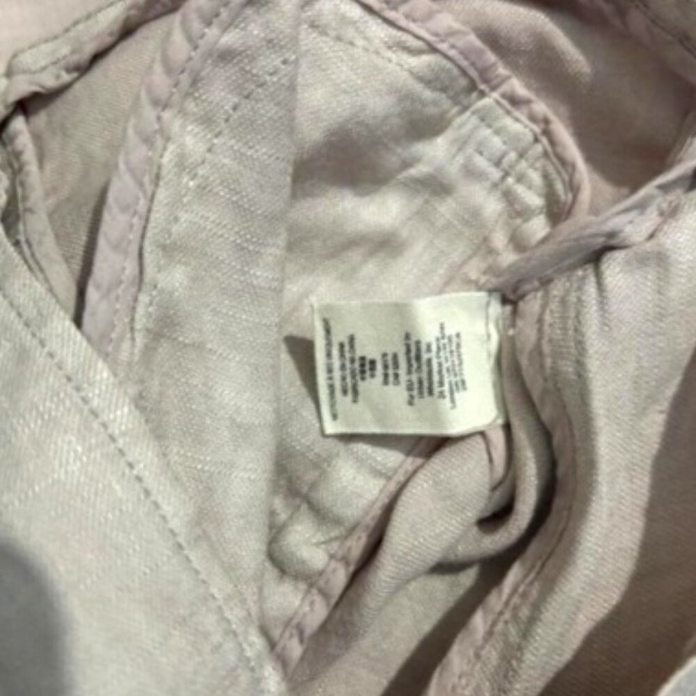 FREE PEOPLE Linen Neutral Blush Pink Cropped Moto Jacket SZ 4 - Picture 10 of 10